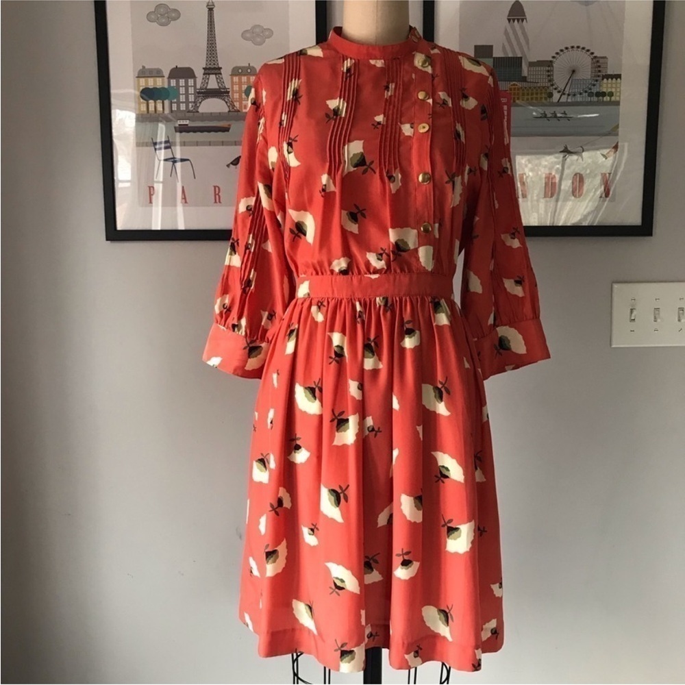 Lauren Moffatt • Orange & White Poppy Dress size 6P